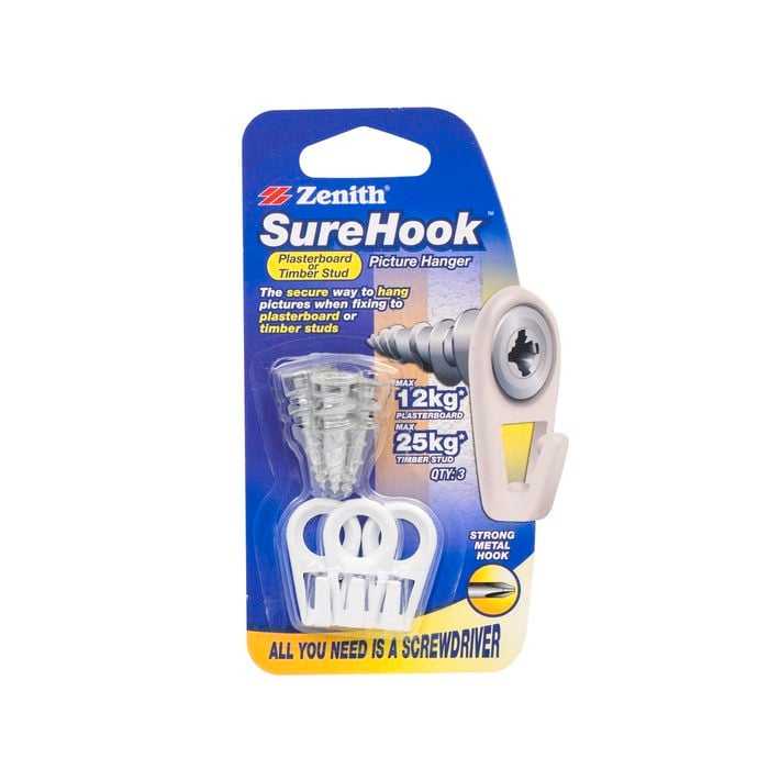 Zenith SureHook Picture Hanger 12kg ZP 3pk