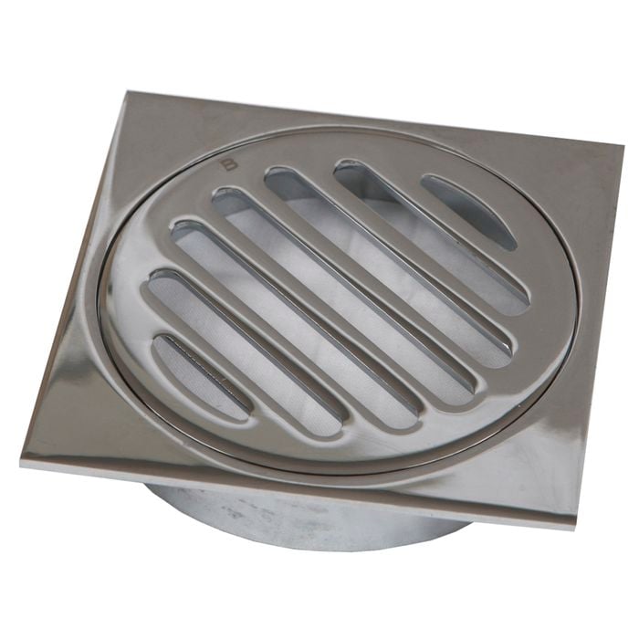 Brasshards 100mm Chrome Drop Into PVC Square Grate