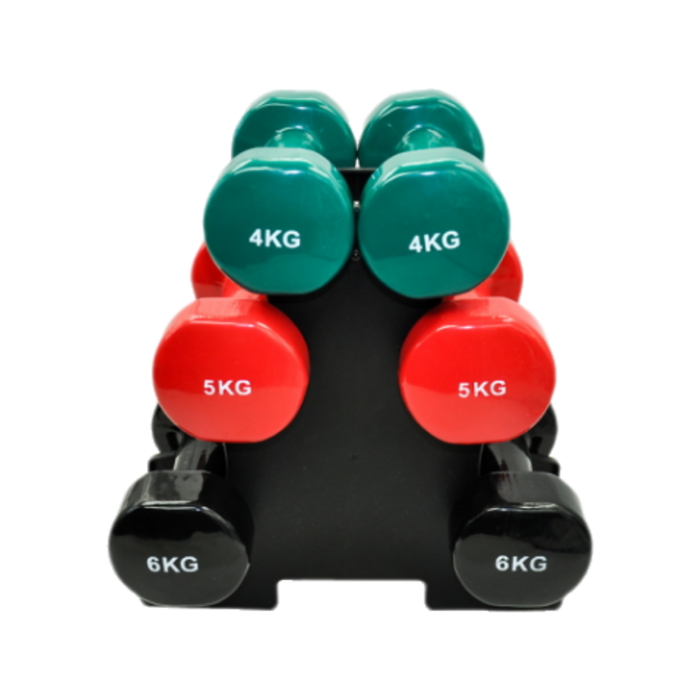 3 Pairs PVC Dumbbell Set - 4kg + 5kg + 6kg