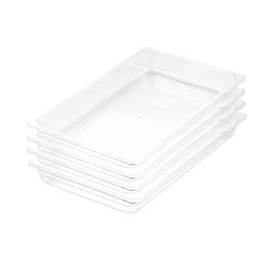 SOGA 1/1 GN Polycarbonate Food Pan 65mm Clear 4 Pack