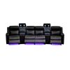 Homie 4 Seater Electric Recliner Leather Home Theatre Lounge Black