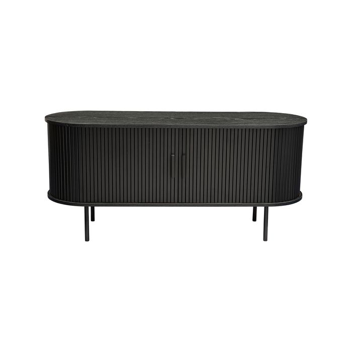 Curved Sideboard Ribbed Buffet Black