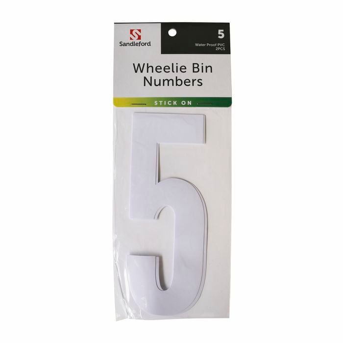 Sandleford 175mm White Self Adhesive Wheelie Bin Number 5
