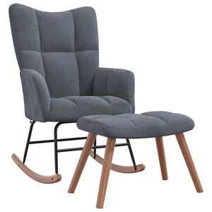 vidaXL Rocking Chair with a Stool Dark Grey Fabric Armchair Seating Rocker