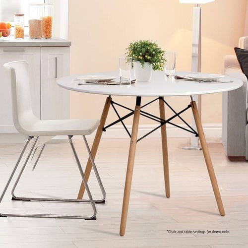 Artiss Replica Eames 4 Seater 100cm White Round Dining Table - Bunnings Australia