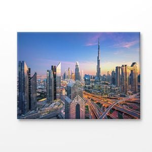 Skyscrapers at Sunset View Dubai Print 100% Australian Made 120x90cm (Stretched Canvas)