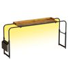 Advwin LED Over Bed Desk w/ Charging Station Adjustable Mobile Bed Table w/ Wheels & Side Pocket Walnut