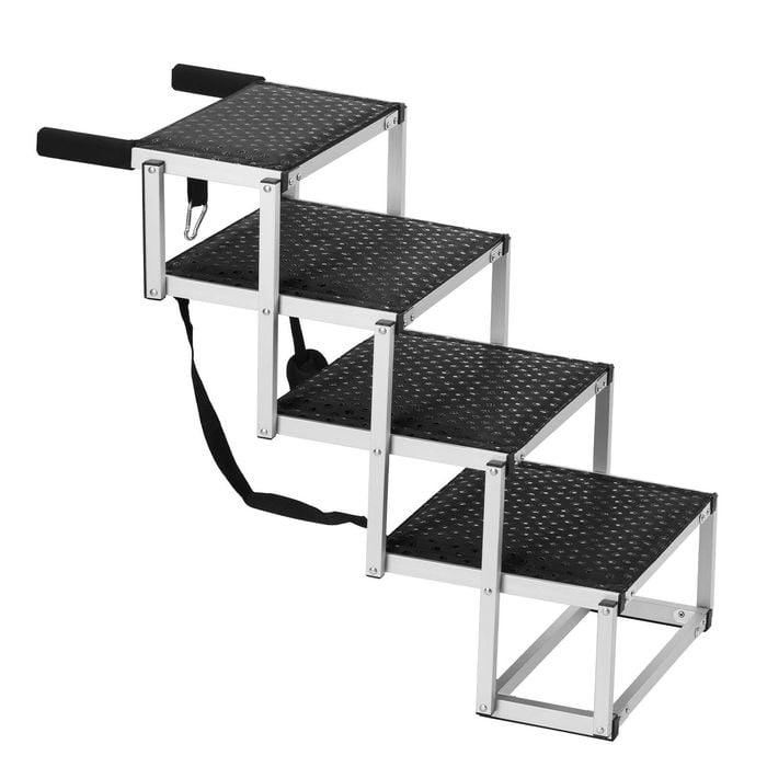 VEVOR Dog Stair Black Wide 4-step with Nonslip Surface Aluminum for Cars