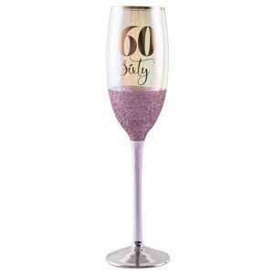 Purple Glitterati 60th Champagne Stemmed Drinking Glass 150ml
