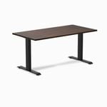 Desky Fixed Height Dark Walnut Rubberwood Desk 1500x750mm Matte Black Leg