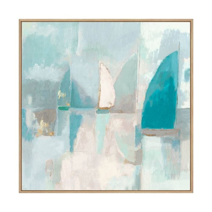 Artey | Blue Sails I - Framed Canvas - Natural Frame - 50 x 50cm