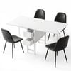 Artiss Dining Table And Chairs Set 5pcs Foldable With 2 Drawers Black And White