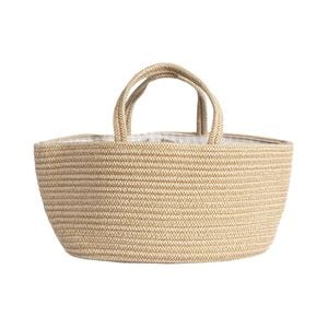 Living Textiles Cotton Rope Nappy Caddy with Divider - Natural