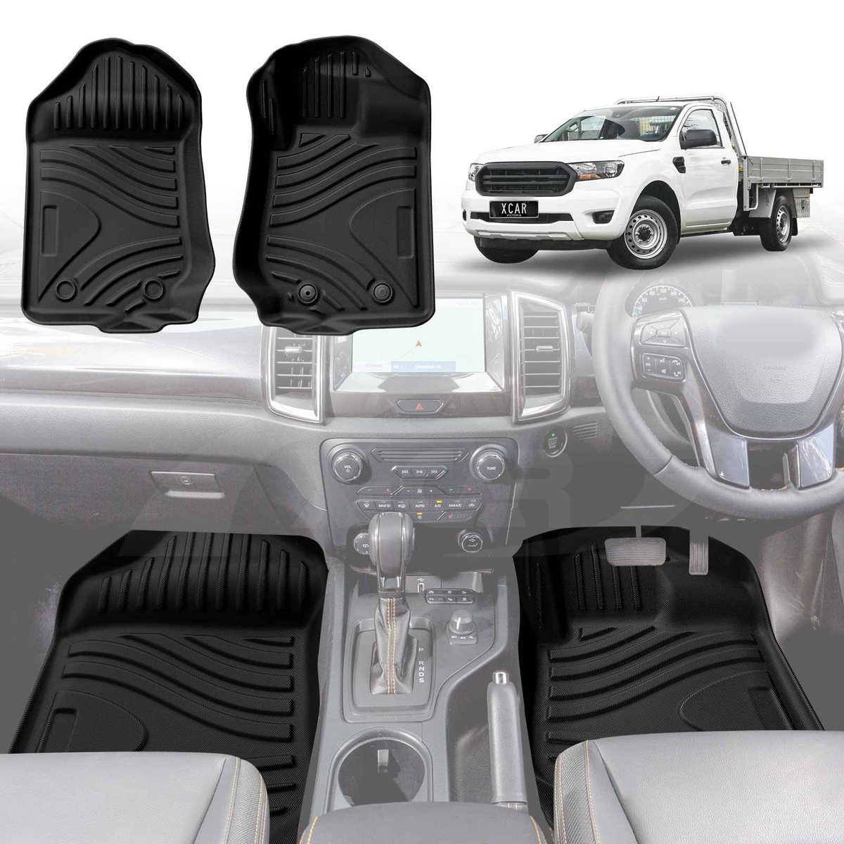 3D Floor Mats for Ford Ranger PX PX2 PX3 Single Cab 2011-2022 Heavy ...