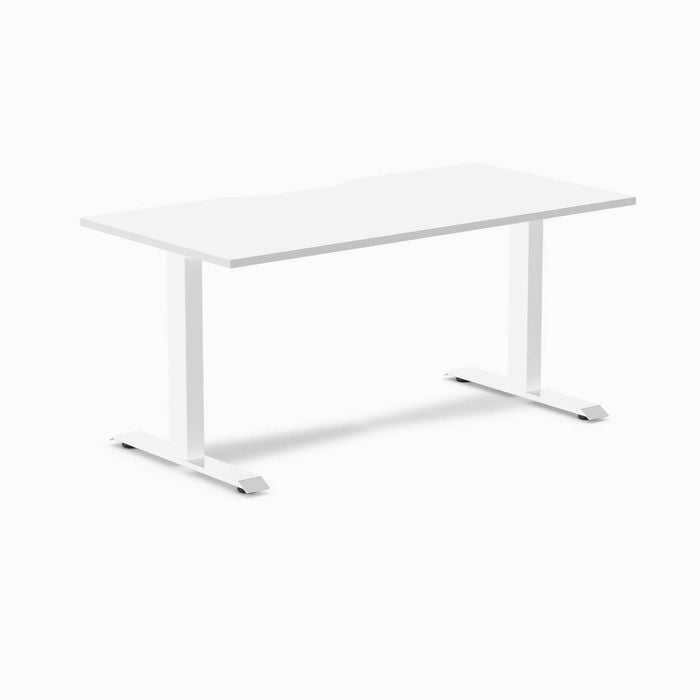 Desky Fixed Height White Scalloped Melamine Desk 150x75cm White Leg