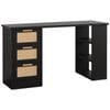 Alfordson Computer Desk Rattan Study Table Black
