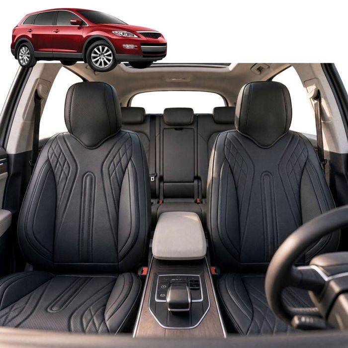 Australian Goose Front Seat Covers for Mazda CX-9 2007 - 2016 (TB) - PU Leather, Black (2pc)