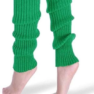 Pair of Wos Leg Warmers Disco Winter Knit Dance Party Crochet Legging Socks Costume Green