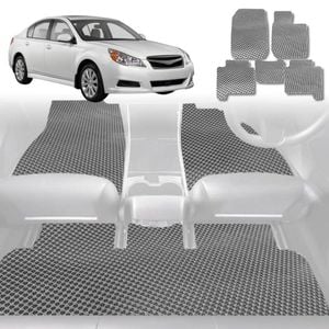 6D Diamond Car Floor Mats for Subaru Liberty 2009-2014-Full Set-Grey-Outback GT