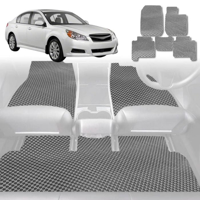 6D Diamond Car Floor Mats for Subaru Liberty 2009-2014-Full Set-Grey-Outback GT