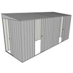 Build-a-Shed 1.5 x 4.5 x 2m Sliding Door Tunnel Shed with 2 Sliding Side Doors - Zinc