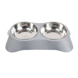 Happy Tails Twin Pet Bowl With Steel Inserts
