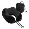 Wanderlite Travel Neck Pillow for Airplanes Memory Foam with Storage Bag, Black