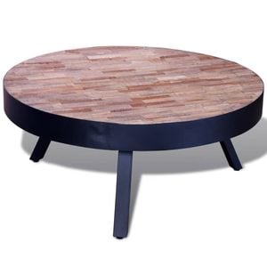 vidaXL Reclaimed Teak Wood Coffee Table Round Living Room Furniture Stand