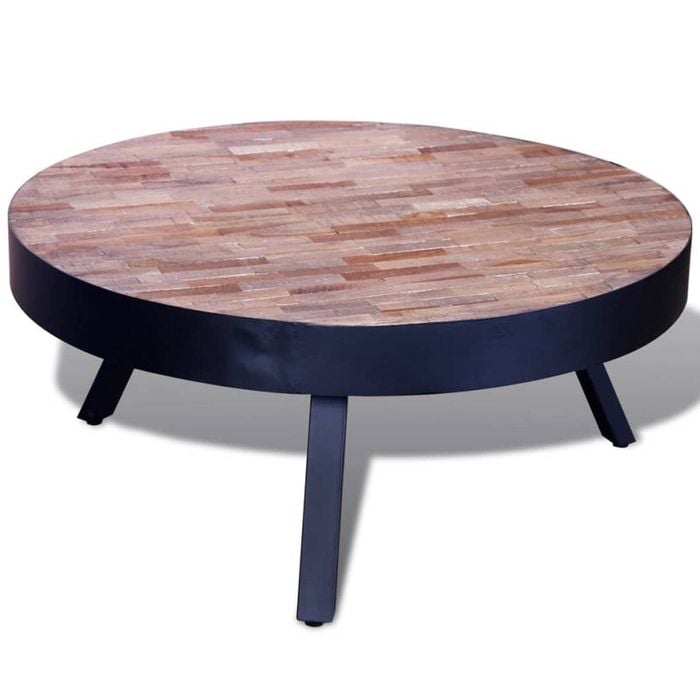vidaXL Reclaimed Teak Wood Coffee Table Round Living Room Furniture Stand