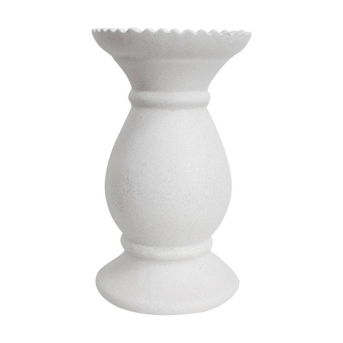 Stoneware Ceramic Lopez 22.5cm Pillar Candle Holder Decor Medium Rustic White