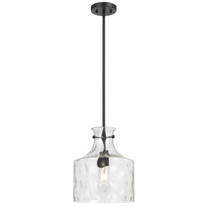 Telbix Perron Modern Pendant Hanging Lamp Light Metal Glass Black Matte