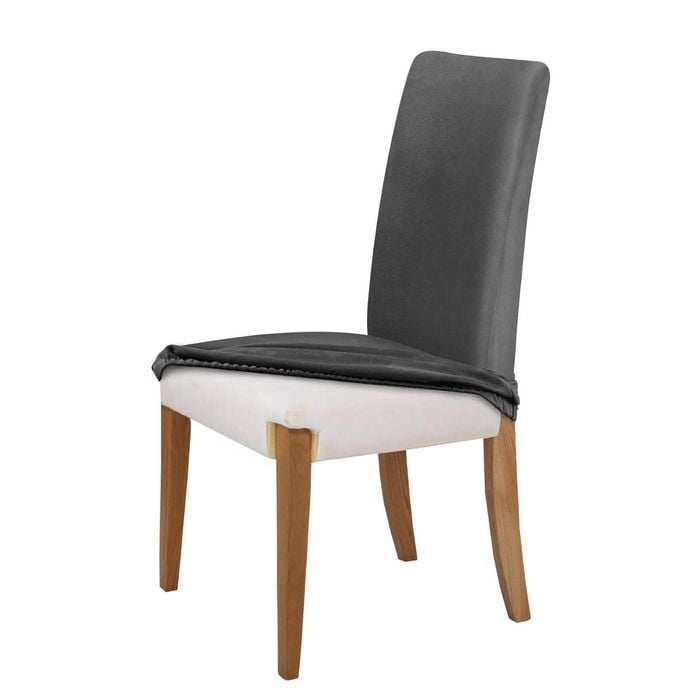 Home Living Premium Faux Suede Charcoal Dining Chair Cover