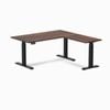 Desky L-Shape Sit to Stand American Rustic Pine Softwood Desk 1500x1550mm Matte Black Height Adjustable Leg