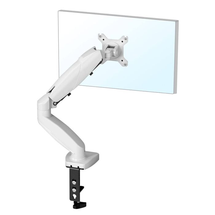 Altus Single Monitor Standard Mount Gas Spring Adjustable Monitor Arm White