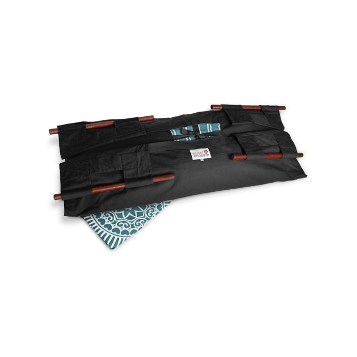 Sweet Goodbye COCOON - Soft Pet Casket - Burial & Cremation Ceremony Kit (Classic Cotton) | Black/Teal Green, XL