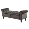 La Bella 132cm Grey Storage Ottoman Bench Seat Chest Arm Couch Stool Velvet