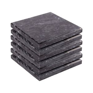 Argon Tableware 10cm Marble Coasters - Set Of 6 Black Square Drink Dining Table Drinks Coaster Reusable Drinking Glass Mats