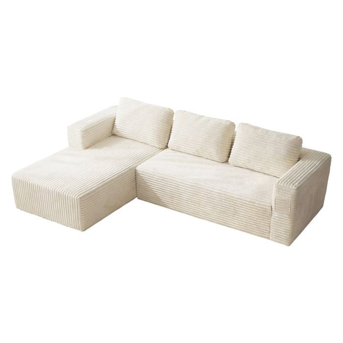 Oikiture Modular L Shape Compressed Sofa Couch Chaise Lounge Beige