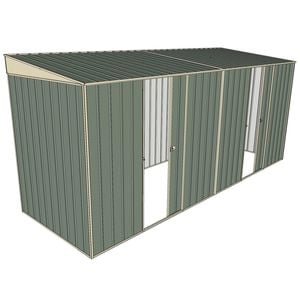 Build-a-Shed 1.5 x 4.5 x 2m Dual Single Sliding Side Door Skillion Shed - Green
