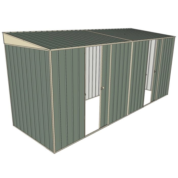 Build-a-Shed 1.5 x 4.5 x 2m Dual Single Sliding Side Door Skillion Shed - Green