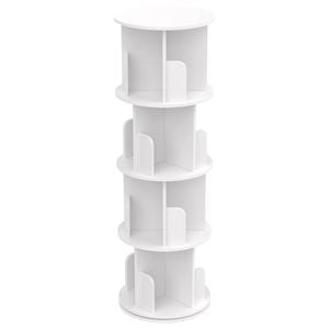 Ufurniture 4-Tier Rotating Bookshelf Corner Standing Display Shelf Organizer Storage Rack White