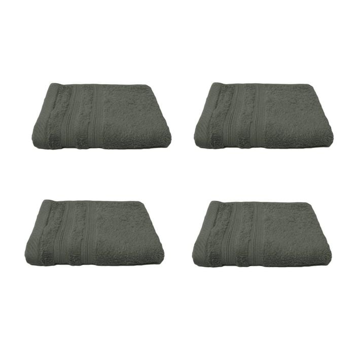 Set of 4 100% Cotton Face Washers Indulgence 33 x 33cm Granite