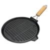Wildtrak Round 24cm Grill Pan W/ Wood Handle/pour Spout Camping Cookware Black