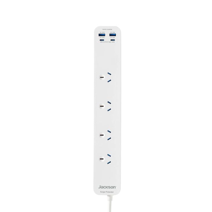  Jackson White 4 Outlet 20W, USB-A +USB-C Powerboard