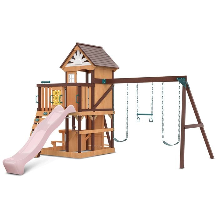 Lifespan Kids Coventry Swing Set and Play Centre with 2.2m Pastel Pink Slide