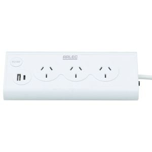 Arlec 3 Outlet Triangular Powerboard With PD18W Fast Charging USBs