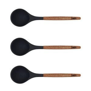 3PK Bialetti St. Clare Silicone Ladle Cooking Utensil w/Acacia Handle 31cm Black