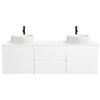 CIBO 1500mm White Nordic Wall Hung Bathroom Vanity With White Gloss Fluted Basins