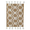 Yarra Textiles Beige and White Tufted Bath Mat with White Tassels  (60 cm x 90 cm), 1700 gsm+