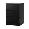 Oikiture Bedside Table 3 Drawers Storage Cabinet Black